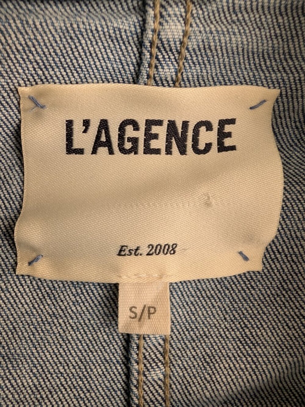 L'Agence Wayne Denim Cropped Blazer Jacket - Picture 14 of 16